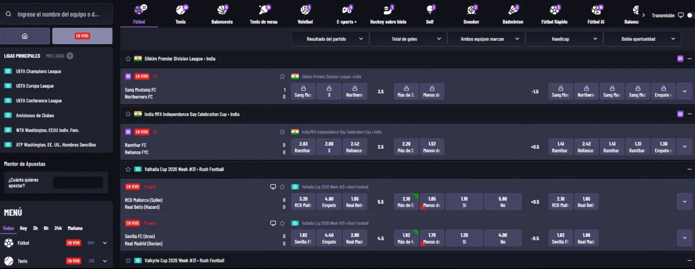 MrPacho Casino Apuestas en Vivo MrPacho Casino apuestas deportivas en vivo con partidos y cuotas